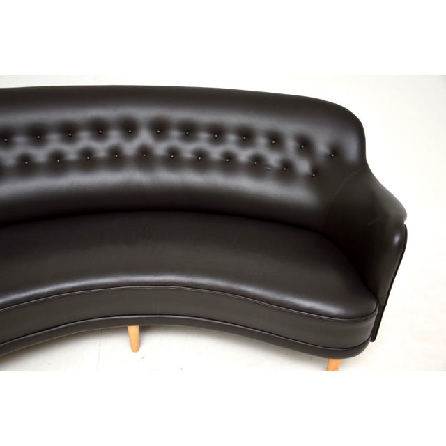 Swedish Leather Sams Sofa by Carl Malmsten, 1960s For Sale - Image 9 of 11