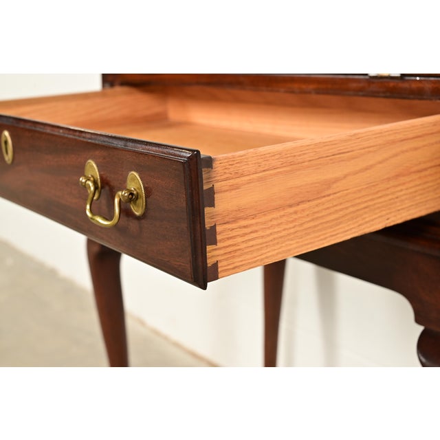 Wood Henkel Harris Queen Anne Lady Astor Solid Mahogany Slant Front Writing Desk For Sale - Image 7 of 14