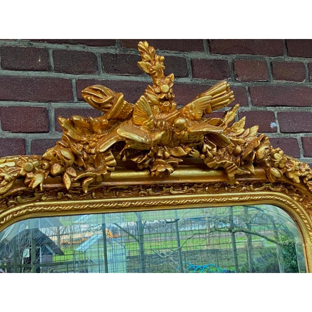 1980s French Louis XVI Gold Wood Full-Length Floor Mirror For Sale - Image 9 of 18