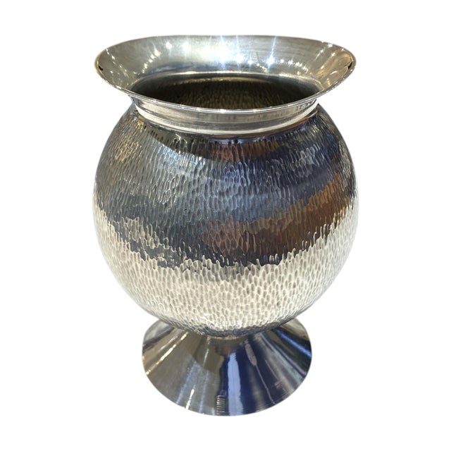 Vintage Italian Silver Plate Hand Hammered Vase For Sale - Image 16 of 18