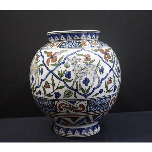Mid-Century Greek Kerameios Halandri Iznik Styled Pottery Vase For Sale In Washington DC - Image 6 of 13