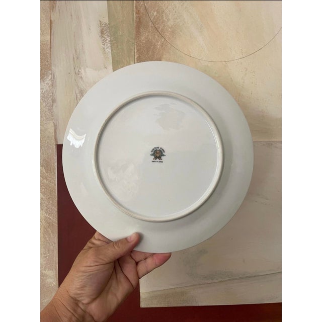 Burgundy Vintage Noritake Geranium Burgundy and Gray 10” Dinner Plates - Set of Nine (9) For Sale - Image 8 of 9