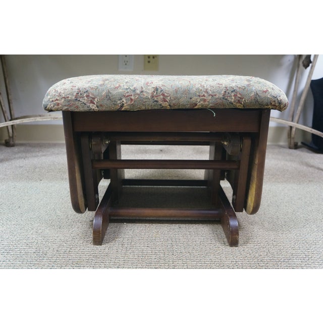 Vintage Oak Gliding Rocking Footstool Foot Rest Storage Ottoman 20" For Sale - Image 6 of 18