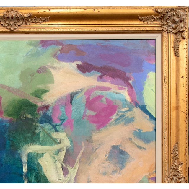 Oversized Abstract Oil Painting in Vintage Gold Frame For Sale - Image 4 of 5