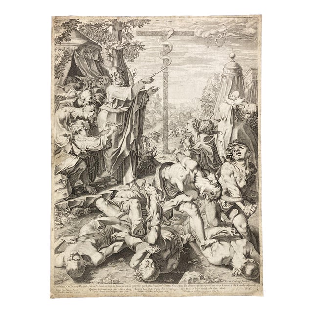 Francesco Villamena after Ferraù Fenzoni, Moses and the Brazen Serpent, 1597, Engraving For Sale
