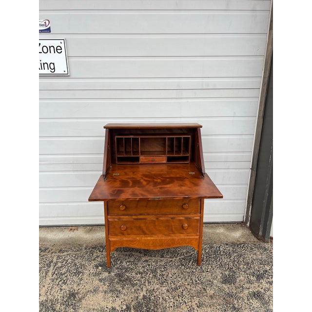 Vintage Maple Drop-Front Secretary Desk With Three Drawers For Sale - Image 10 of 12