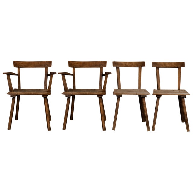 Brutalist 3KP Side Chairs in Oak, 1950s, Set of 4 For Sale