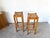 Magnificent pair of high bar stools in a rustic and brutalist style. Dimensions: H85 x D30 x D30 cm