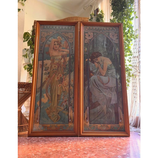 Alphonse Mucha, The Hours of the Day, 1970s, First Edition Archival Pigment Prints in Period Wood Frames, Set of 4 For Sale - Image 4 of 18