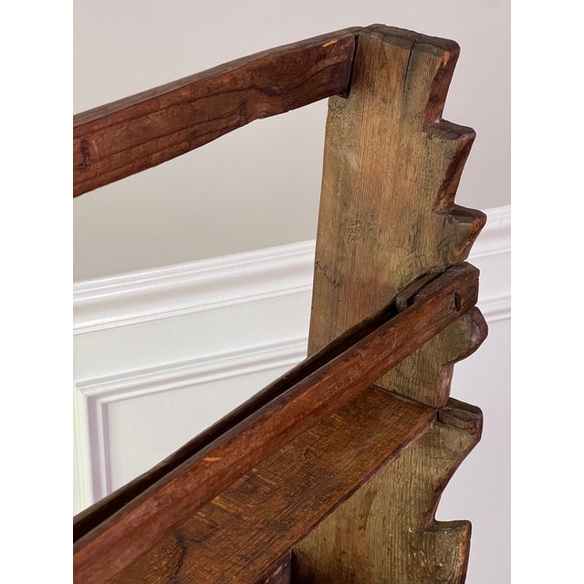 19th Century Rustic Handcrafted Two-Tier Wooden Standing Countertop Shelf For Sale - Image 12 of 18