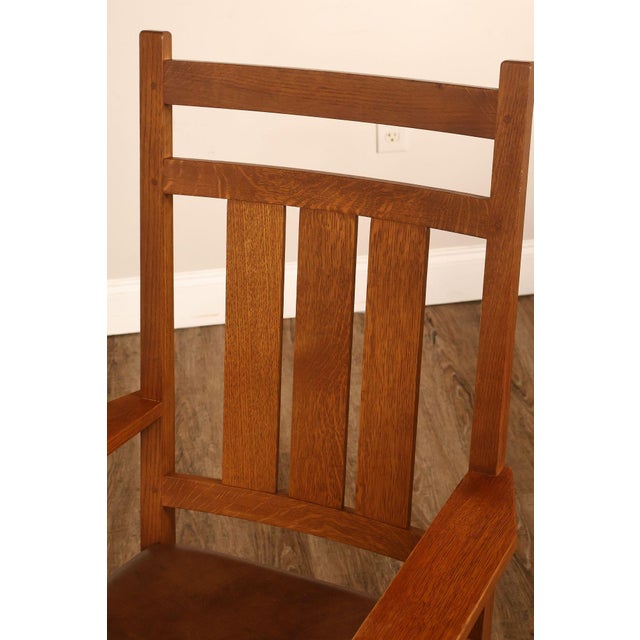 Mission Stickley Mission Collection Harvey Ellis Oak Rocking Chair For Sale - Image 3 of 18