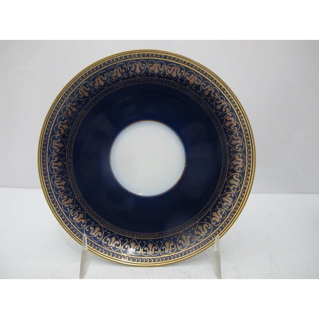 Carl Knoll Karlsbad European Landscape Gilt Painting Blue Porcelain Cup & Saucer For Sale - Image 9 of 9