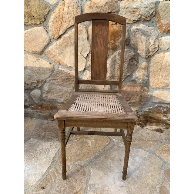 Early 20th Century Vintage Cane and Wood Chair For Sale In Los Angeles - Image 6 of 7
