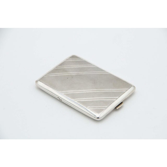 Rectangular Silver Cigarette Case with Diagonal Patterns, in Good conditions.