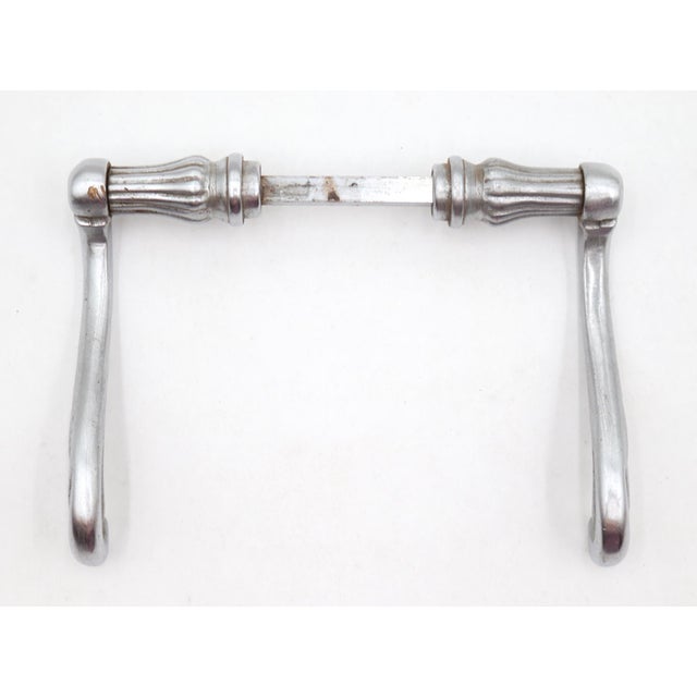 Mid 20th Century Pair of Swirl Nickel Plated Brass Passage Door Levers For Sale - Image 5 of 5