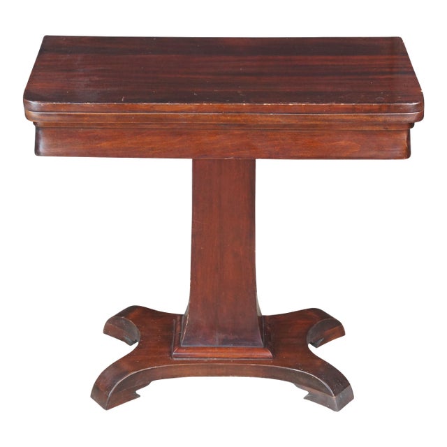 Antique Victorian Mahogany Flip Top Game Card Console Parlor Table For Sale