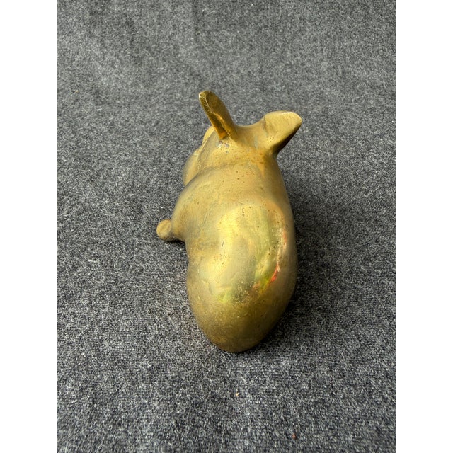 Vintage Solid Brass Lounging Pig Figure For Sale - Image 10 of 15