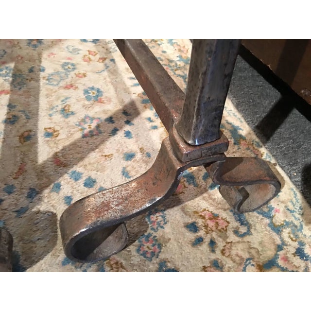 Iron Chenets or Andirons with a Decorative Ring, 19th Century - a Pair For Sale - Image 4 of 6