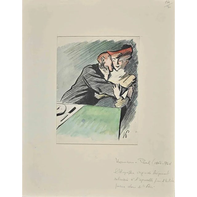 Non, mon chéri, j'ai eu trop peur le mois dernier is a Litograph retouched in watercolour realized by Hermann Paul for the...