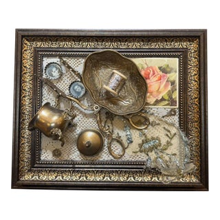 Vintage Framed Brass Assemblage Wall Decor For Sale