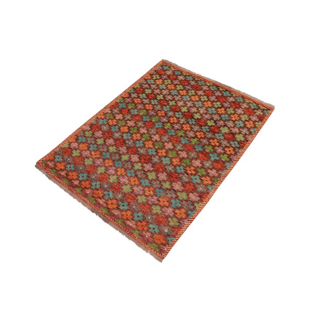 Abstract Eclectic Balochi Brown/Rust Wool Rug - 3'3''x4'11'' For Sale - Image 3 of 11