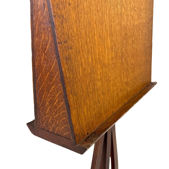 Antique 1900s Arts and Crafts Quartersawn Oak Double-Sided Duet Music Stand W/ Lyre Shaped Pedestal For Sale - Image 14 of 18