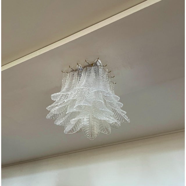 Murano Chandelier with 32 Transparent Felci Glasses, 1990 For Sale - Image 4 of 14