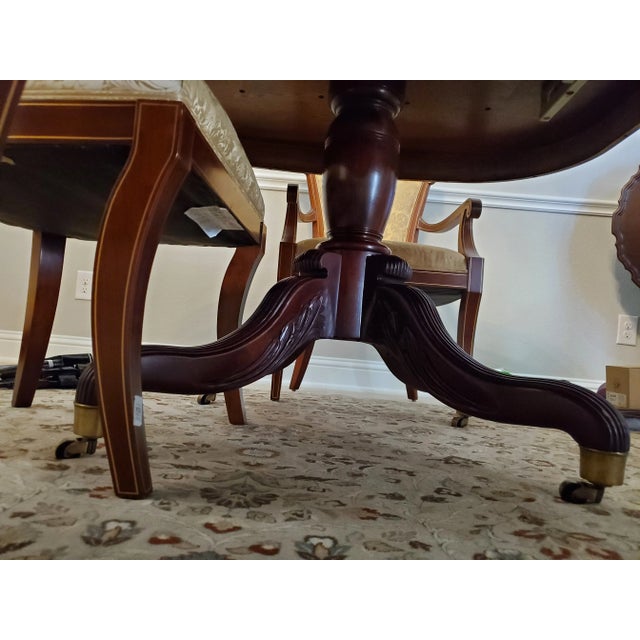 2000 - 2009 John Widdicomb Regency Style Burl Walnut Double Pedestal Dining Table For Sale - Image 5 of 11