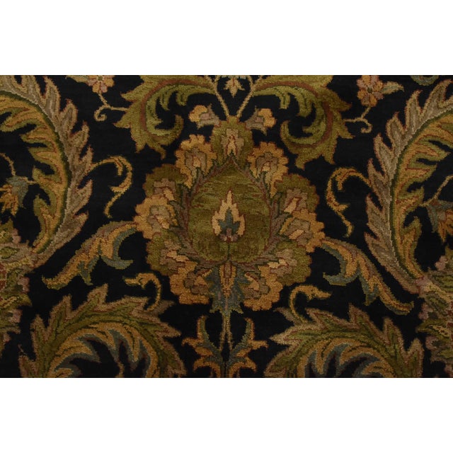 Agra Rug 8’11” X 12’1” Black Wool Traditional Hand-Knottd Oriental Carpet For Sale - Image 9 of 14