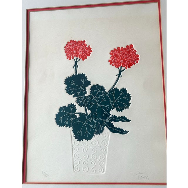 Limited edition print by Fernando Torm, a Chilean/American artist specializing in botanical imagery, depicting a coral red...