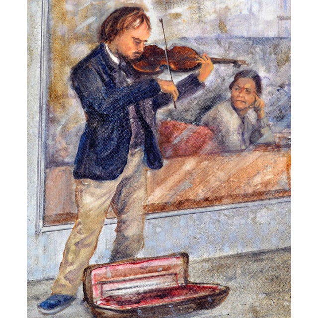 Street Violinist Figurative by Rafael DeSota For Sale - Image 4 of 6