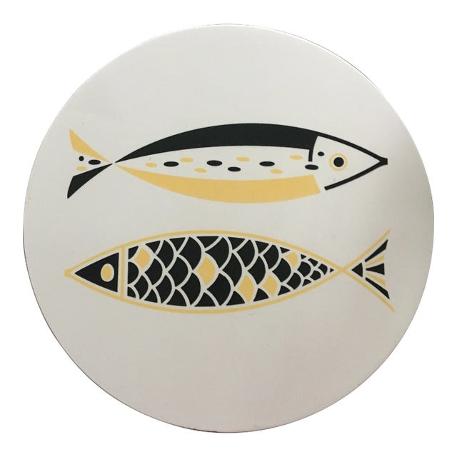 1950s Mid-Century West Germany Ceramic Trivet or Plaque With Fish For Sale