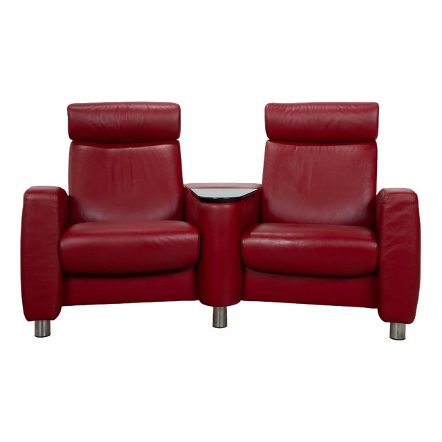 Arion 2-Seater Sofa in Red Leather from Stressless For Sale