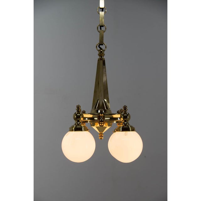 Art Deco Brass Chandelier, 1920s For Sale - Image 9 of 15
