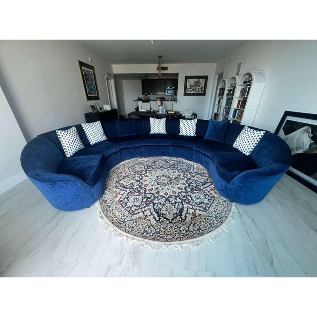 Textile Century Furniture Blue Sectional Sofa For Sale - Image 7 of 8