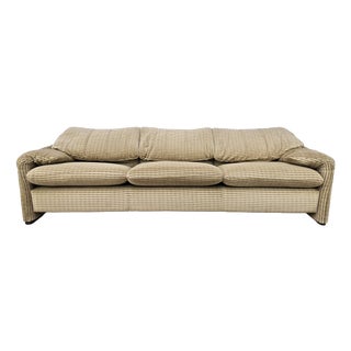 Maralunga Three-Seater Fabric Sofa by Vico Magistretti for Cassina, 1970s For Sale