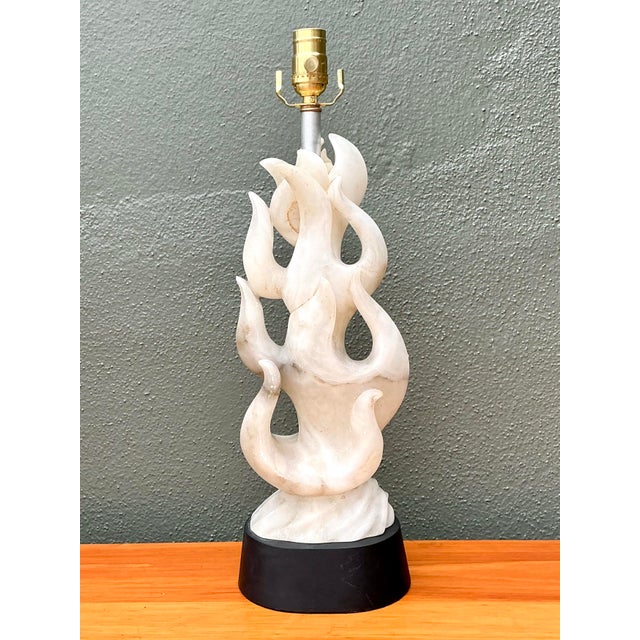 Vintage Abstract Carved Stone Lamp For Sale In West Palm - Image 6 of 12