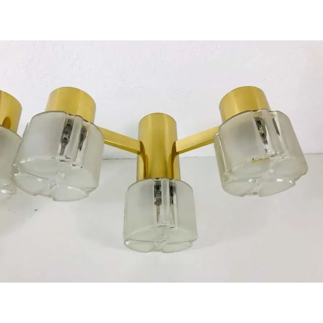 Hillebrand 1960s Swedish Midcentury Brass and Glass Wall Lamps - A Pair For Sale - Image 4 of 9