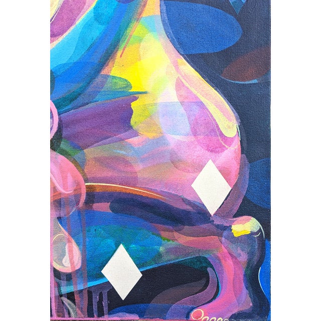 Blue Cecilia Beaven Contemporary Abstract Purple and Blue Toned Biomorphic Dragon Figure Painting, 2021 For Sale - Image 8 of 11