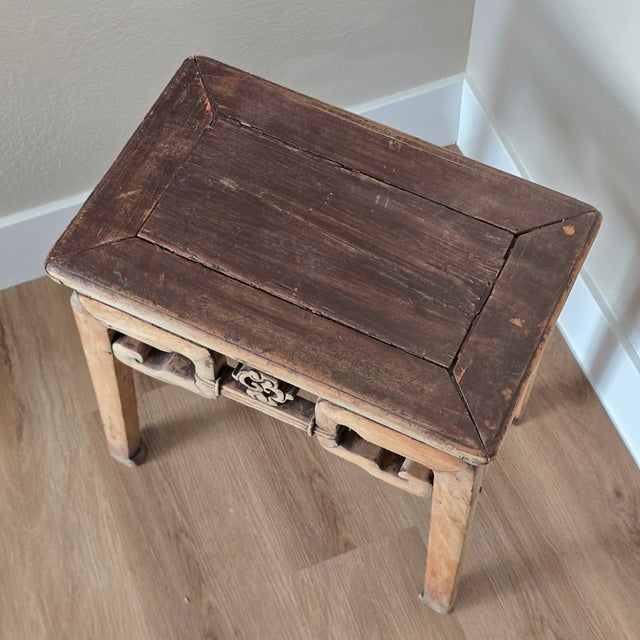 Antique Chinese Elm Side Table For Sale - Image 4 of 5