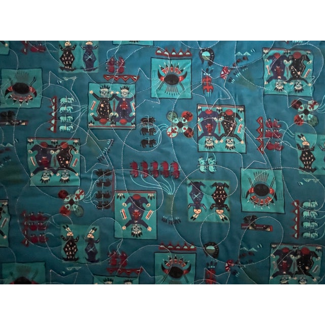 1980s Vintage Arizona Chandler Handmade Purple Beige 8 Pointed Star Quilt For Sale - Image 5 of 6