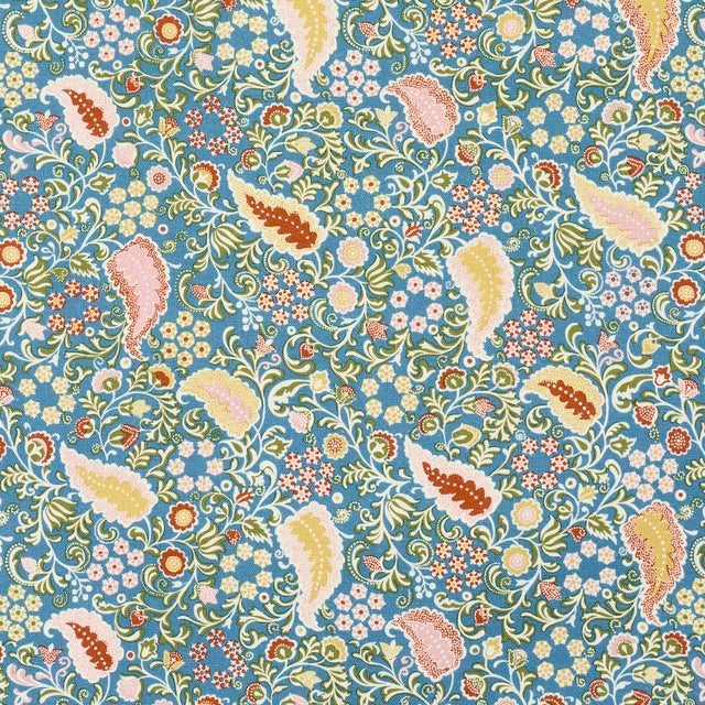 SAMPLE - Schumacher Peggy Paisley Fabric In Azure For Sale