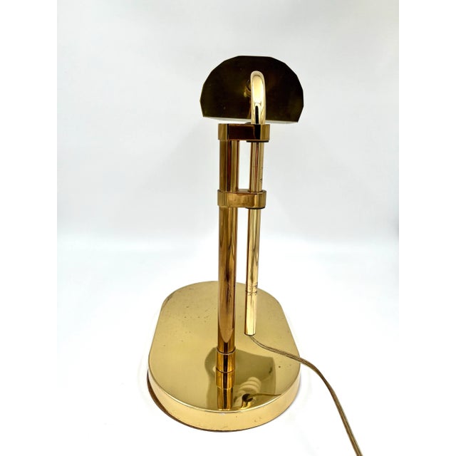 Metal 1970s Clover Lamp Co. Adjustable Brass Pharmacy Lamp Desk Lamp Styled After Reggiani And Arteluce For Sale - Image 7 of 11
