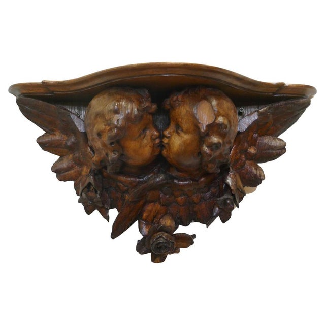 Antique Carved Wood Cherub Wall Bracket, 1850 For Sale - Image 9 of 9