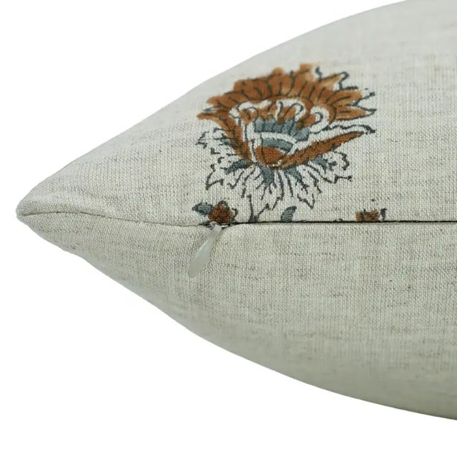 Art Deco Fabdivine Handmade Block Printed Cushion Cover 14x36 Inch Cotton Linen-Govardhan For Sale - Image 3 of 5