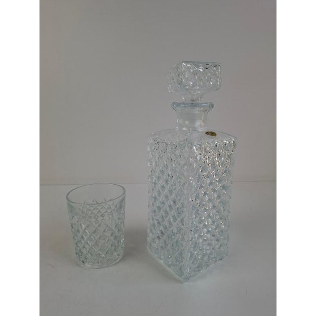 Vintage Crystal Whiskey Decanter and Tumblers from Bohemia, 1980s, Set of 7 For Sale - Image 3 of 18