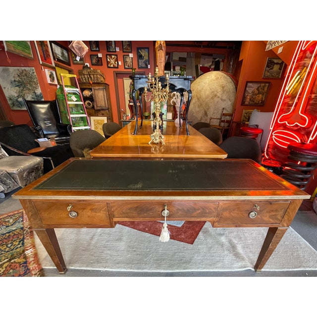 Early 20th Century Early 20th Century Louis XVI Leather Topped Writing Desk For Sale - Image 5 of 14