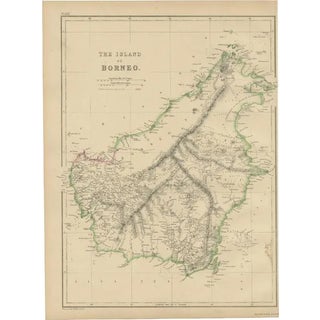 Antique Map of the Island of Borneo by W. G. Blackie, 1859 For Sale