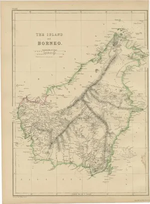 Antique Map of the Island of Borneo by W. G. Blackie, 1859