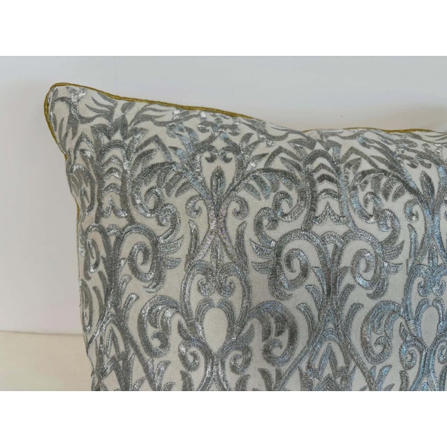 Silver Turkish Ottoman Revival Decorative Pillow with Silver Embroidery, 1990 For Sale - Image 8 of 14